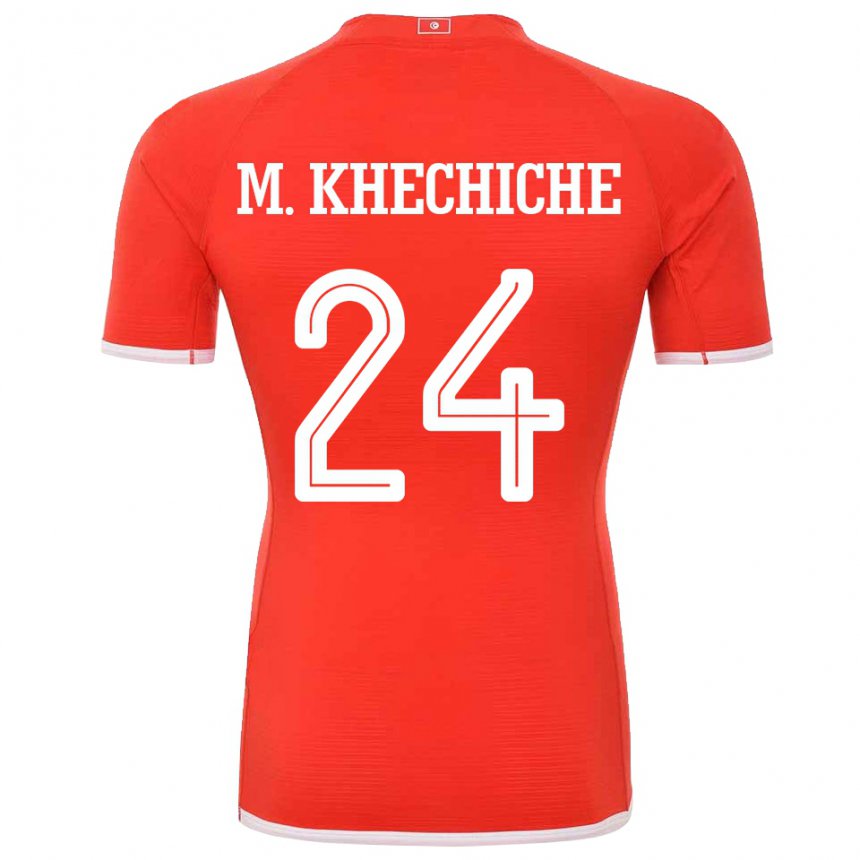 Niño Camiseta Túnez Mohamed Amine Khechiche #24 Rojo 1ª Equipación 22-24 La Camisa Perú