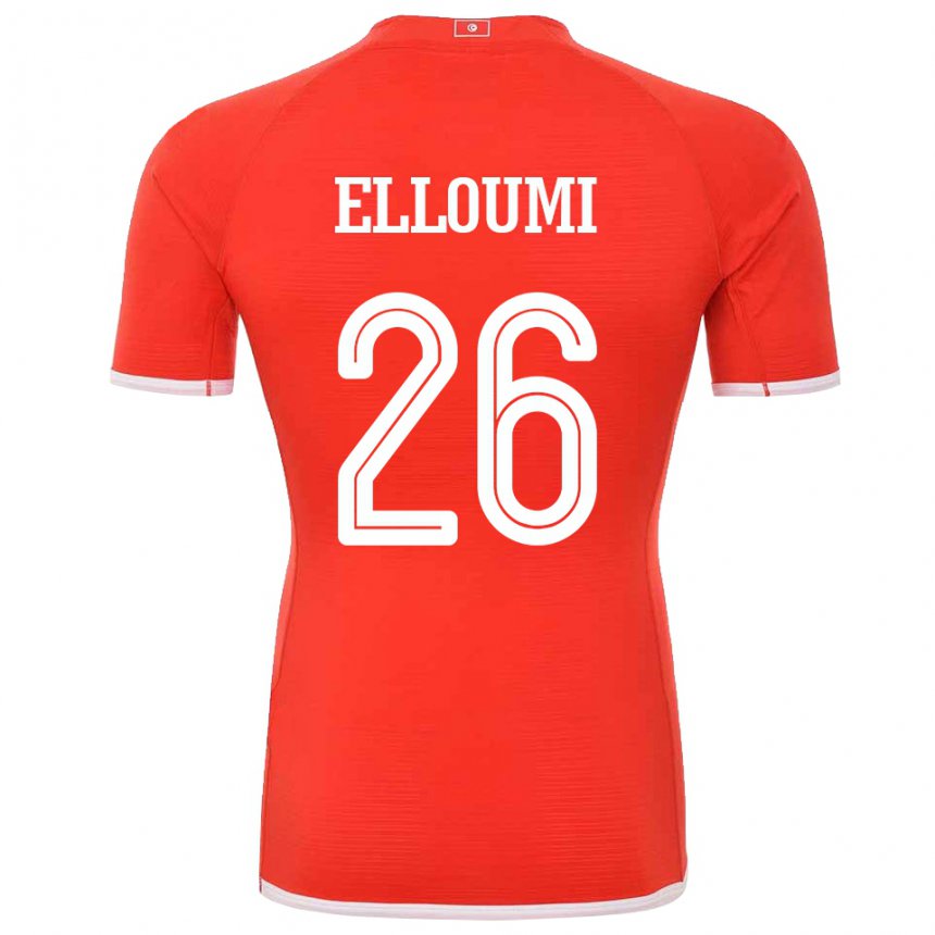 Niño Camiseta Túnez Khalil Elloumi #26 Rojo 1ª Equipación 22-24 La Camisa Perú