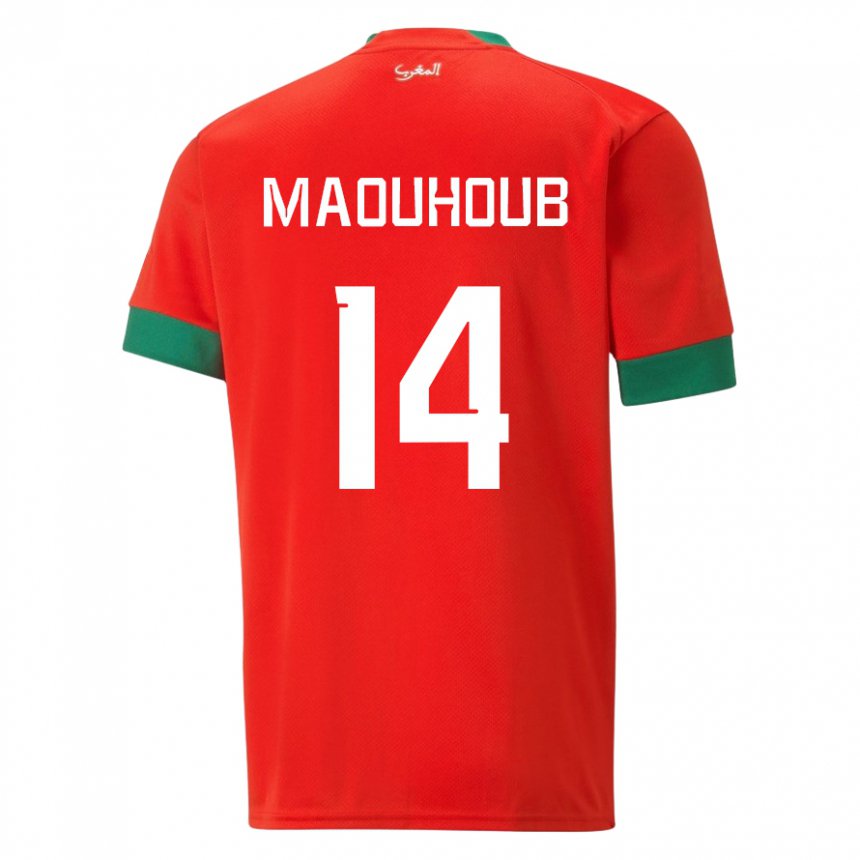 Niño Camiseta Marruecos El Mehdi Maouhoub #14 Rojo 1ª Equipación 22-24 La Camisa Perú