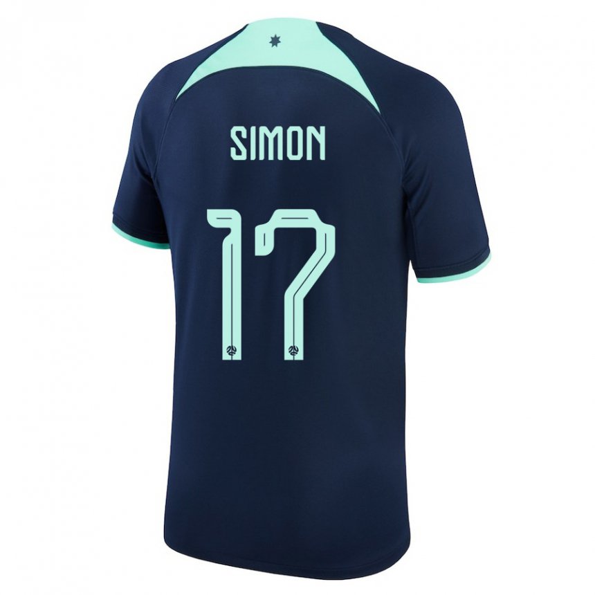 Niño Camiseta Australia Kyah Simon #17 Azul Oscuro 2ª Equipación 22-24 La Camisa Perú