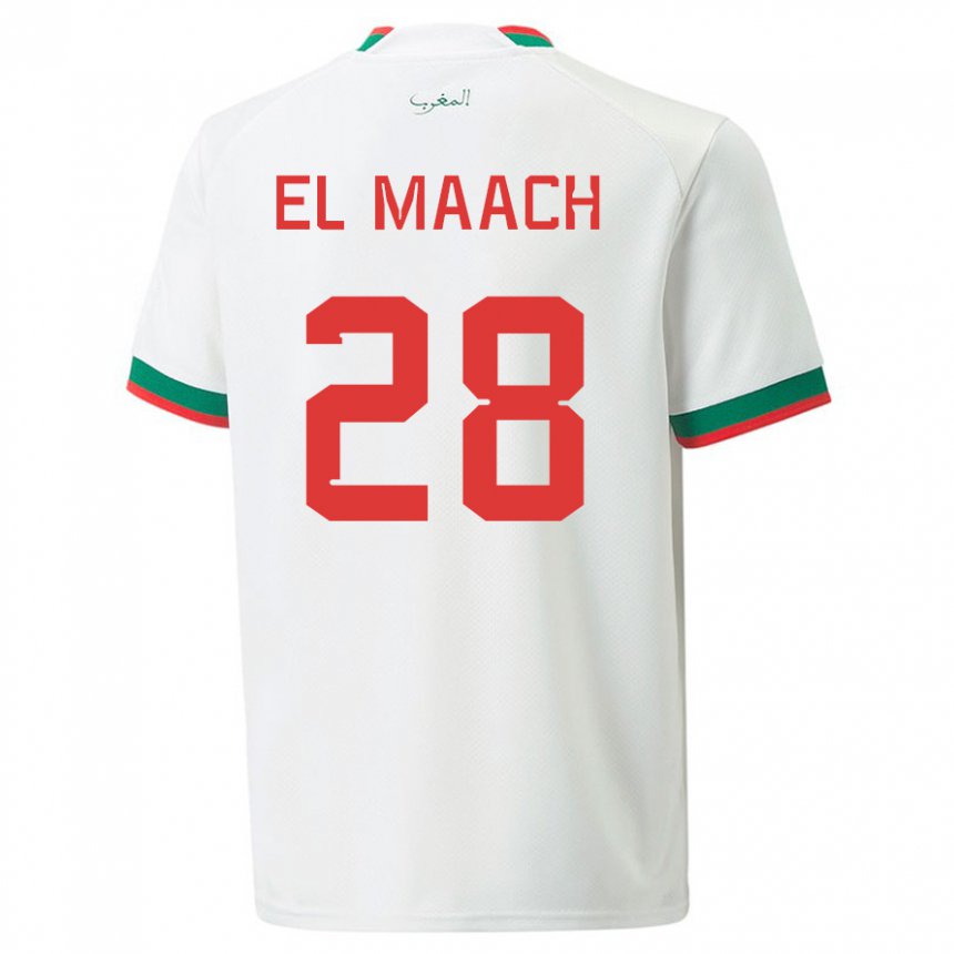 Niño Camiseta Marruecos Fouad El Maach #28 Blanco 2ª Equipación 22-24 La Camisa Perú