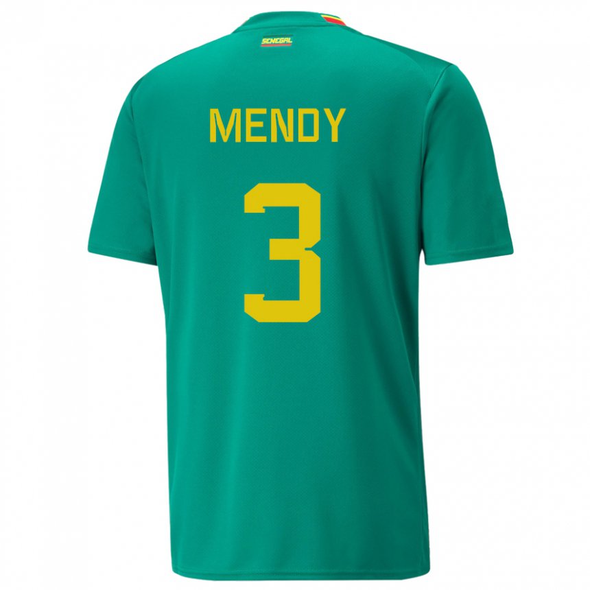 Niño Camiseta Senegal Formose Mendy #3 Verde 2ª Equipación 22-24 La Camisa Perú