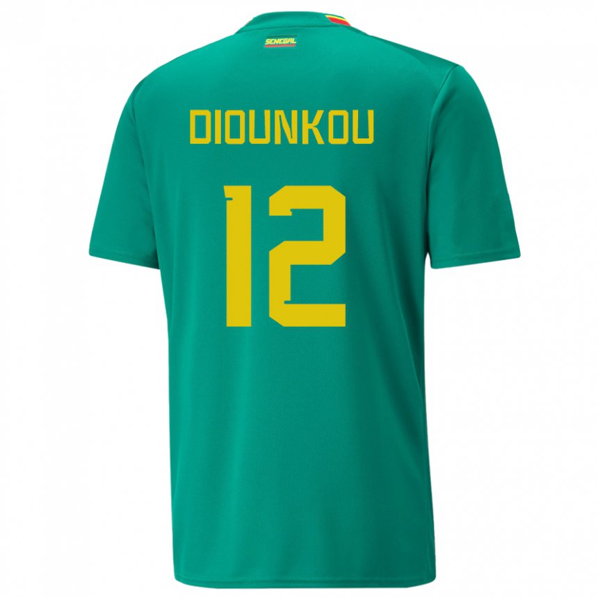 Niño Camiseta Senegal Alpha Diounkou #12 Verde 2ª Equipación 22-24 La Camisa Perú