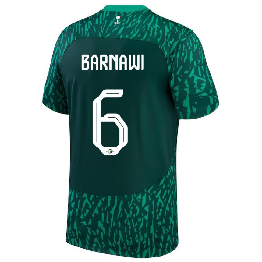 Niño Camiseta Arabia Saudita Mohammed Barnawi #6 Verde Oscuro 2ª Equipación 22-24 La Camisa Perú