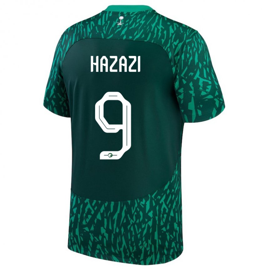 Niño Camiseta Arabia Saudita Sulaiman Hazazi #9 Verde Oscuro 2ª Equipación 22-24 La Camisa Perú