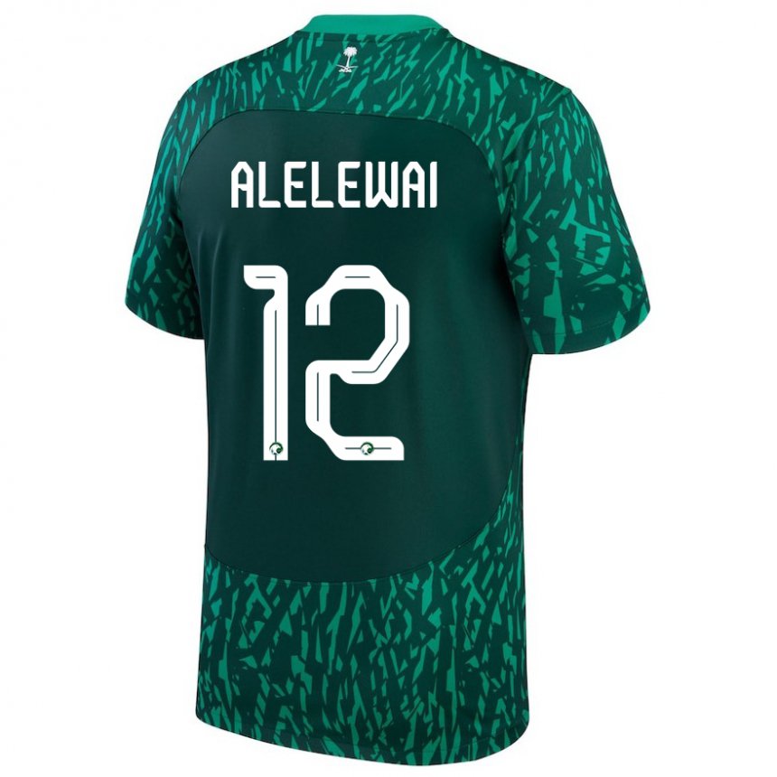 Niño Camiseta Arabia Saudita Abdulaziz Alelewai #12 Verde Oscuro 2ª Equipación 22-24 La Camisa Perú