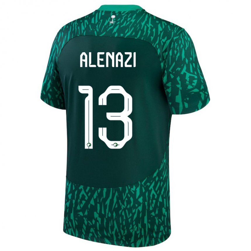 Niño Camiseta Arabia Saudita Abdullah Alenazi #13 Verde Oscuro 2ª Equipación 22-24 La Camisa Perú