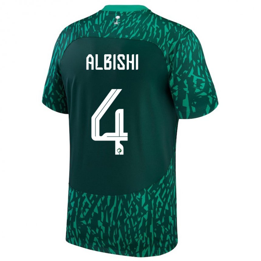 Niño Camiseta Arabia Saudita Abdullah Albishi #4 Verde Oscuro 2ª Equipación 22-24 La Camisa Perú