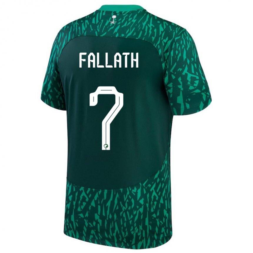 Niño Camiseta Arabia Saudita Fahad Fallath #7 Verde Oscuro 2ª Equipación 22-24 La Camisa Perú