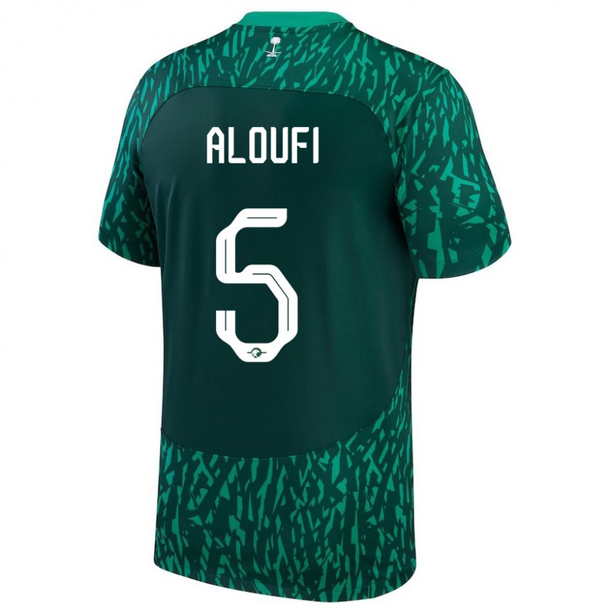 Niño Camiseta Arabia Saudita Mohammed Aloufi #5 Verde Oscuro 2ª Equipación 22-24 La Camisa Perú