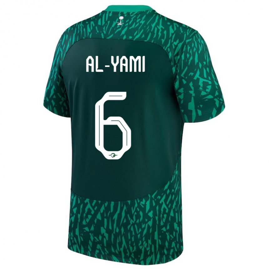 Niño Camiseta Arabia Saudita Mohammed Al Yami #6 Verde Oscuro 2ª Equipación 22-24 La Camisa Perú