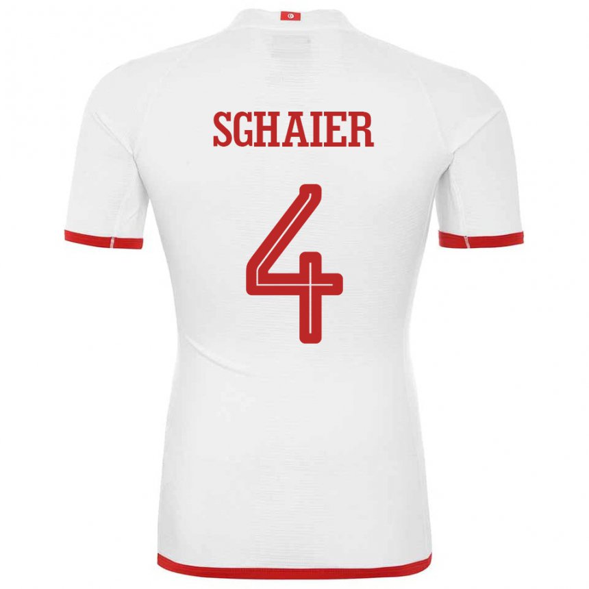 Niño Camiseta Túnez Makrem Sghaier #4 Blanco 2ª Equipación 22-24 La Camisa Perú