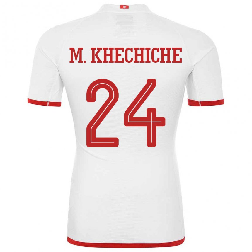 Niño Camiseta Túnez Mohamed Amine Khechiche #24 Blanco 2ª Equipación 22-24 La Camisa Perú