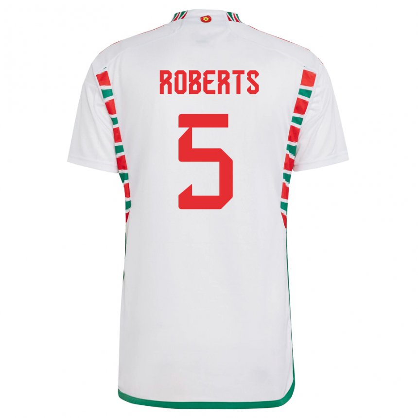 Niño Camiseta Gales Rhiannon Roberts #5 Blanco 2ª Equipación 22-24 La Camisa Perú