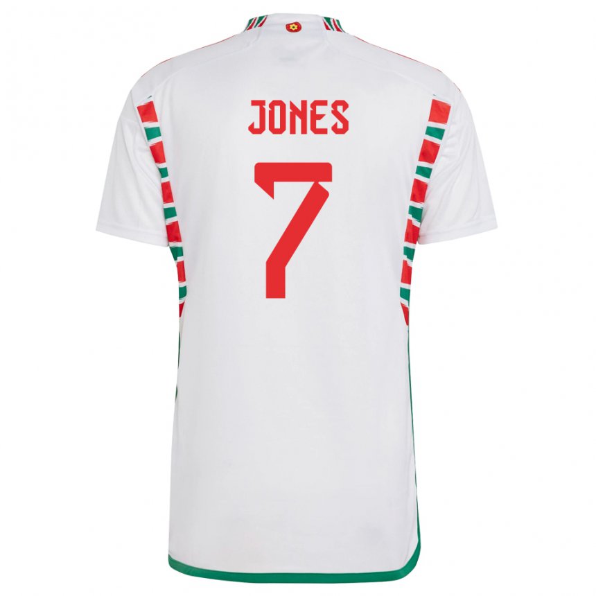 Niño Camiseta Gales Emma Jones #7 Blanco 2ª Equipación 22-24 La Camisa Perú