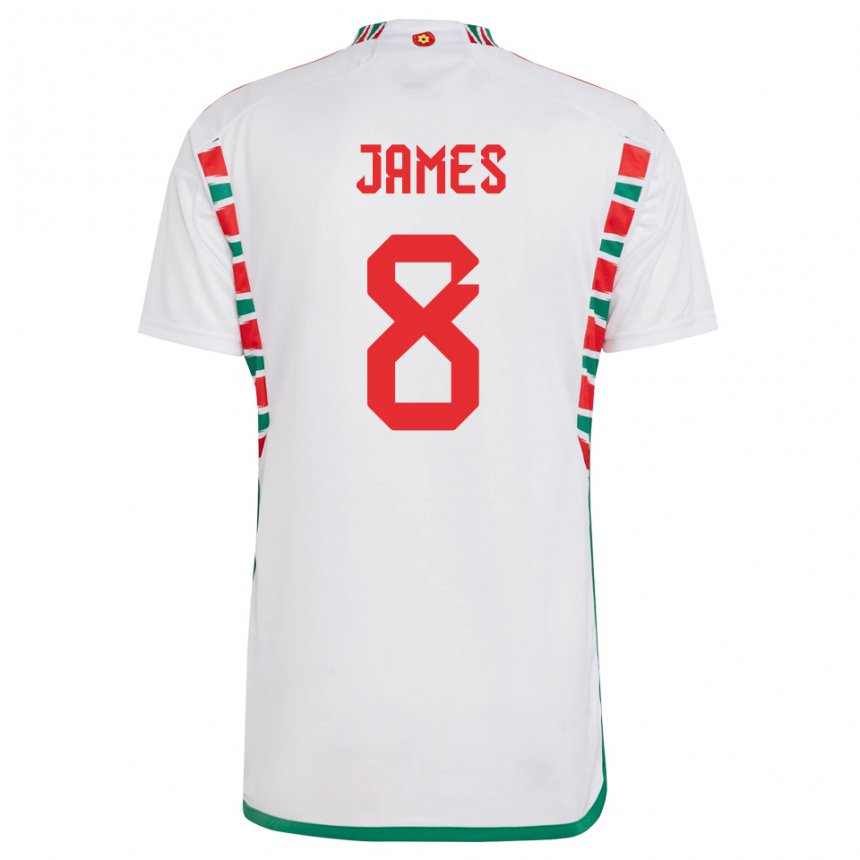 Niño Camiseta Gales Angharad James #8 Blanco 2ª Equipación 22-24 La Camisa Perú