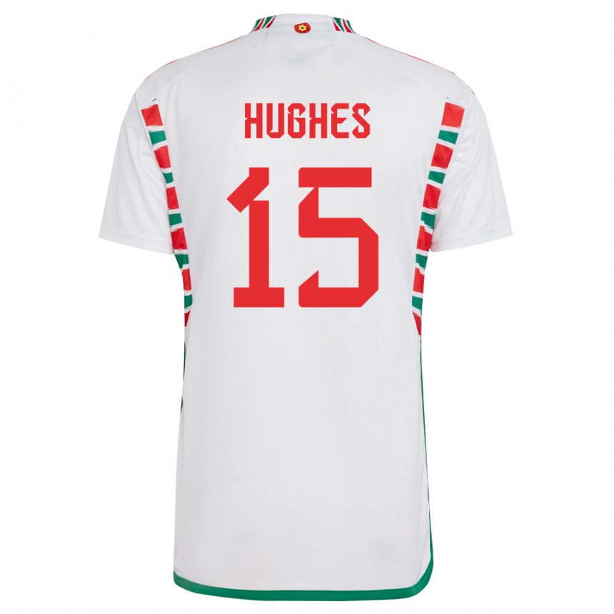 Niño Camiseta Gales Elise Hughes #15 Blanco 2ª Equipación 22-24 La Camisa Perú