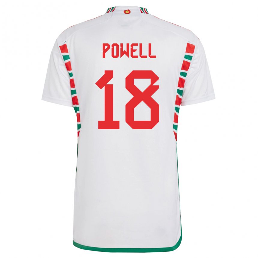 Niño Camiseta Gales Ella Powell #18 Blanco 2ª Equipación 22-24 La Camisa Perú