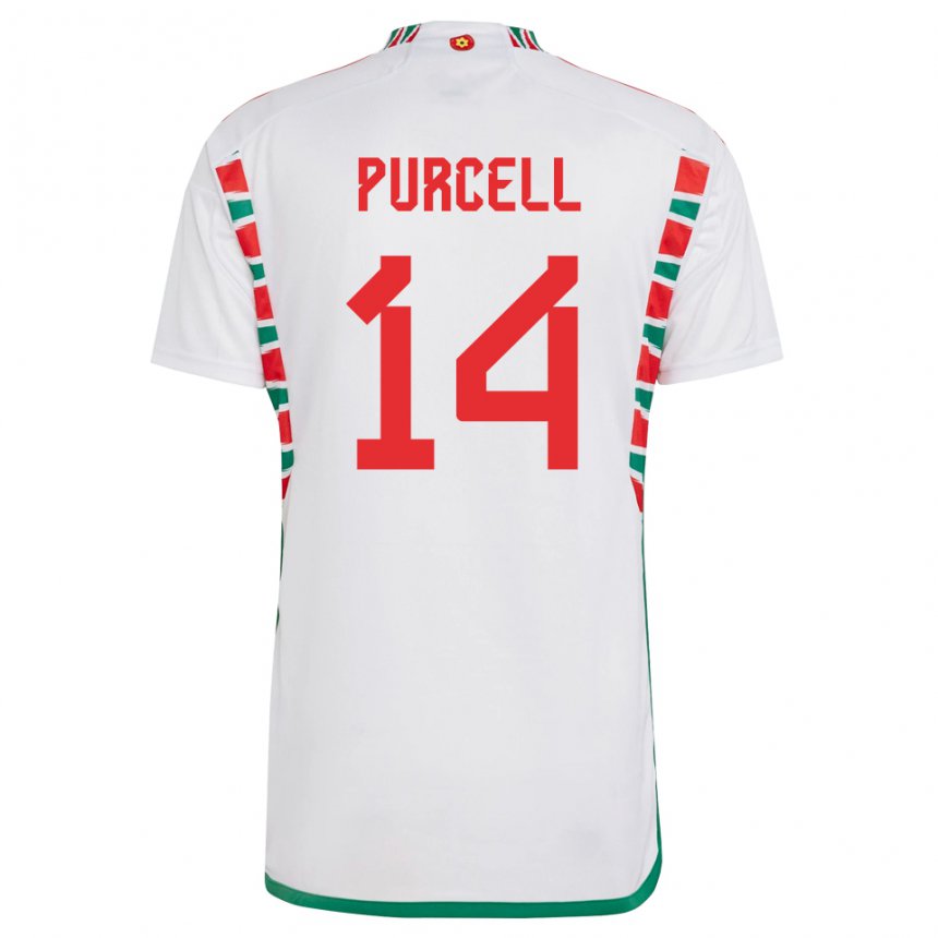 Niño Camiseta Gales Benjamin Purcell #14 Blanco 2ª Equipación 22-24 La Camisa Perú