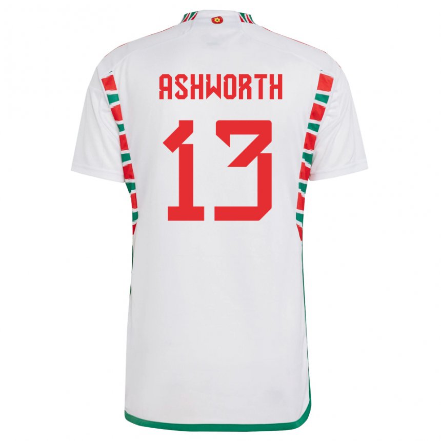 Niño Camiseta Gales Fin Ashworth #13 Blanco 2ª Equipación 22-24 La Camisa Perú