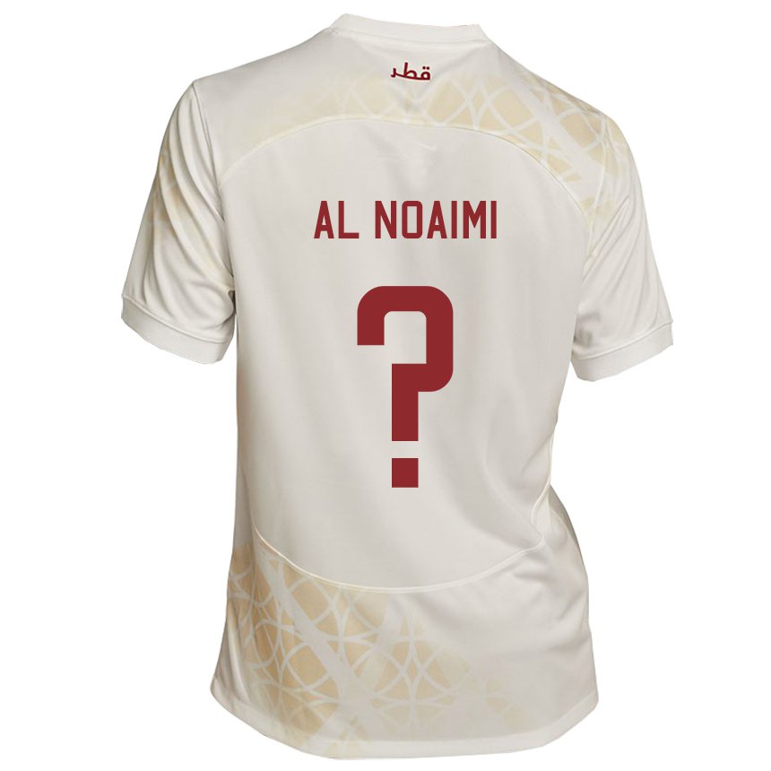 Niño Camiseta Catar Mohammad Al Noaimi #0 Beis Dorado 2ª Equipación 22-24 La Camisa Perú