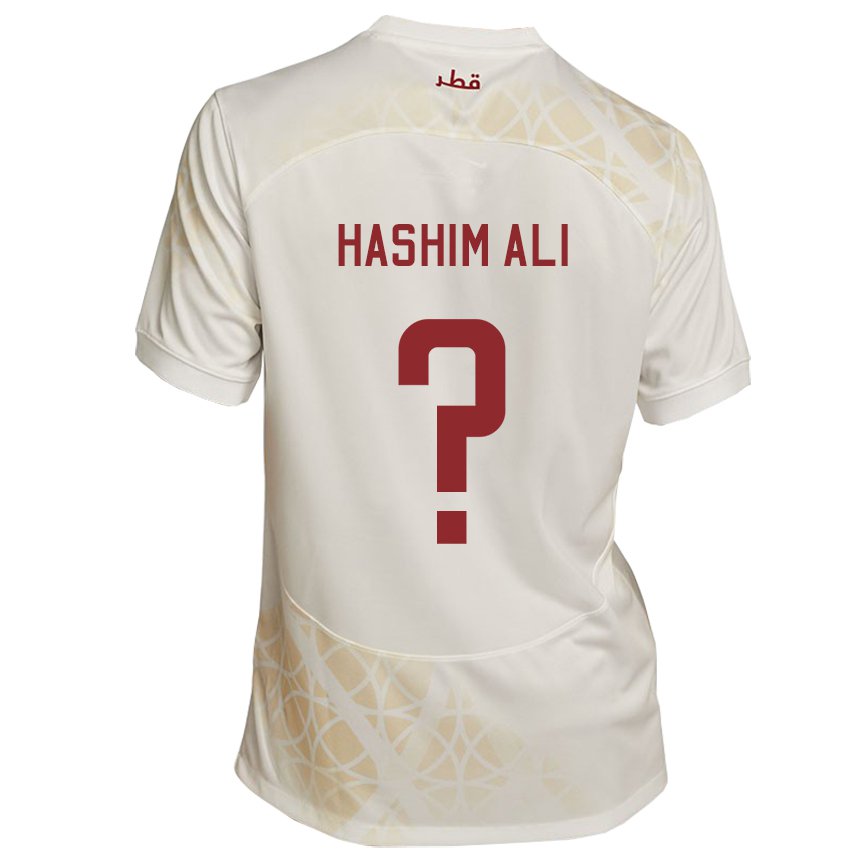 Niño Camiseta Catar Hashim Ali #0 Beis Dorado 2ª Equipación 22-24 La Camisa Perú