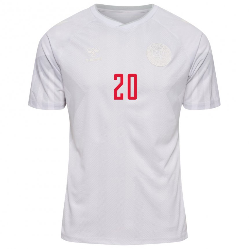 Niño Camiseta Dinamarca Gustav Christensen #20 Blanco 2ª Equipación 22-24 La Camisa Perú