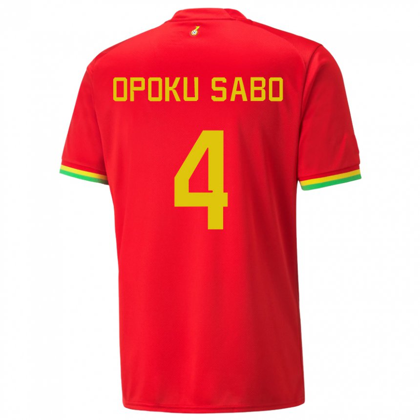 Niño Camiseta Ghana Alex Opoku Sabo #4 Rojo 2ª Equipación 22-24 La Camisa Perú