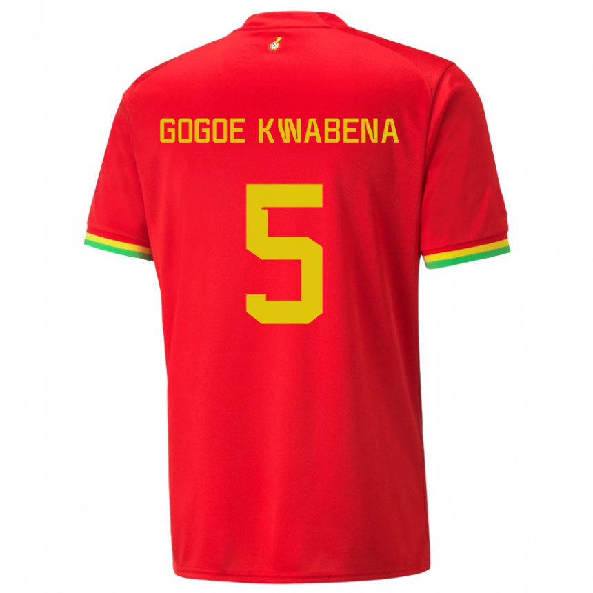 Niño Camiseta Ghana Boahen Gogoe Kwabena #5 Rojo 2ª Equipación 22-24 La Camisa Perú