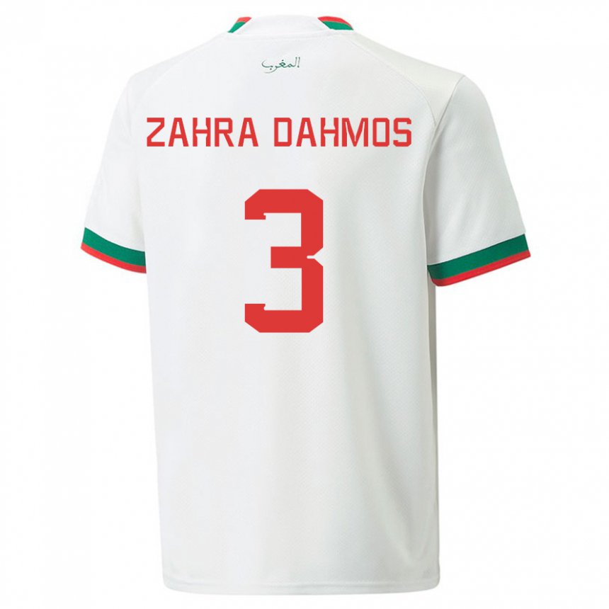 Niño Camiseta Marruecos Fatima Zahra Dahmos #3 Blanco 2ª Equipación 22-24 La Camisa Perú