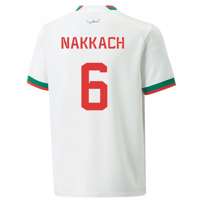 Niño Camiseta Marruecos Elodie Nakkach #6 Blanco 2ª Equipación 22-24 La Camisa Perú