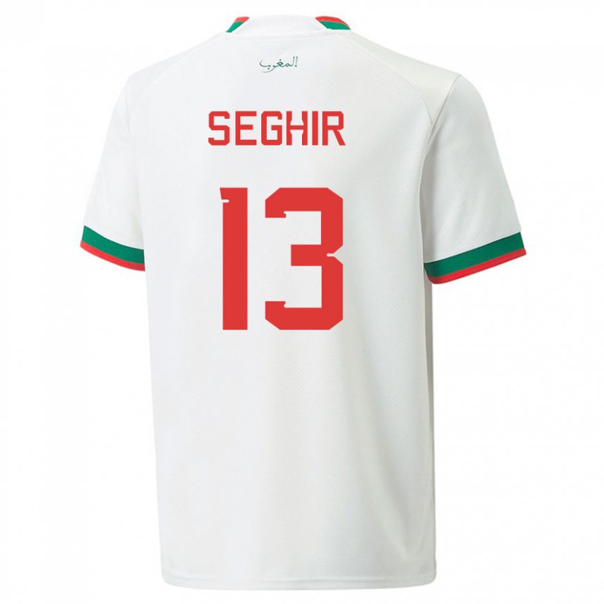 Niño Camiseta Marruecos Sabah Seghir #13 Blanco 2ª Equipación 22-24 La Camisa Perú