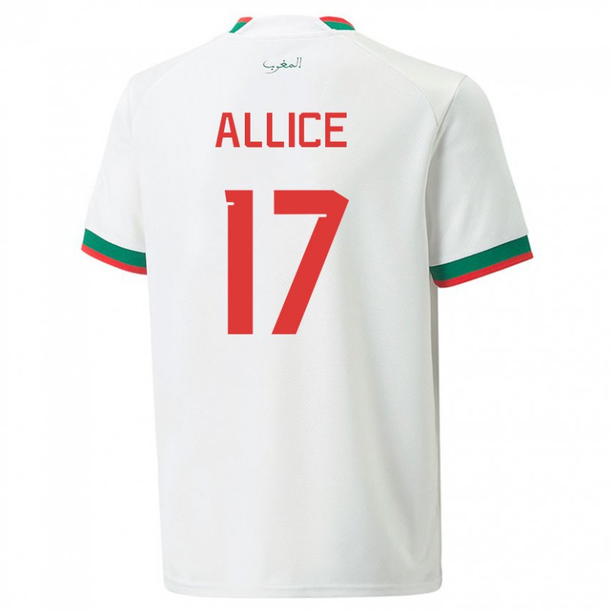 Niño Camiseta Marruecos Eva Allice #17 Blanco 2ª Equipación 22-24 La Camisa Perú