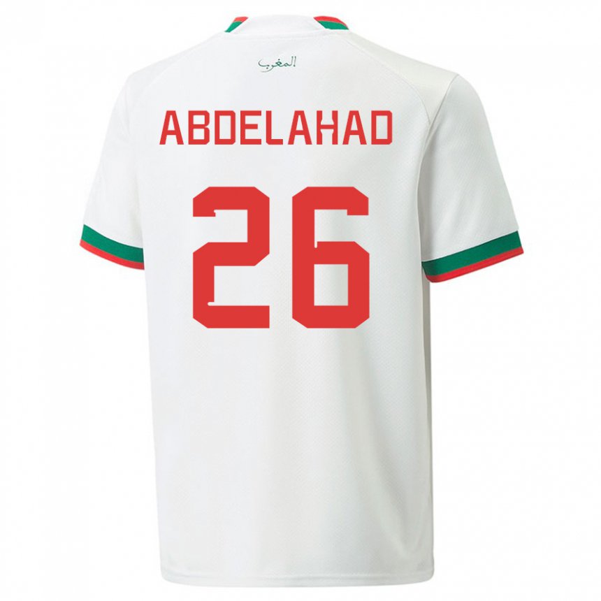 Niño Camiseta Marruecos Imane Abdelahad #26 Blanco 2ª Equipación 22-24 La Camisa Perú