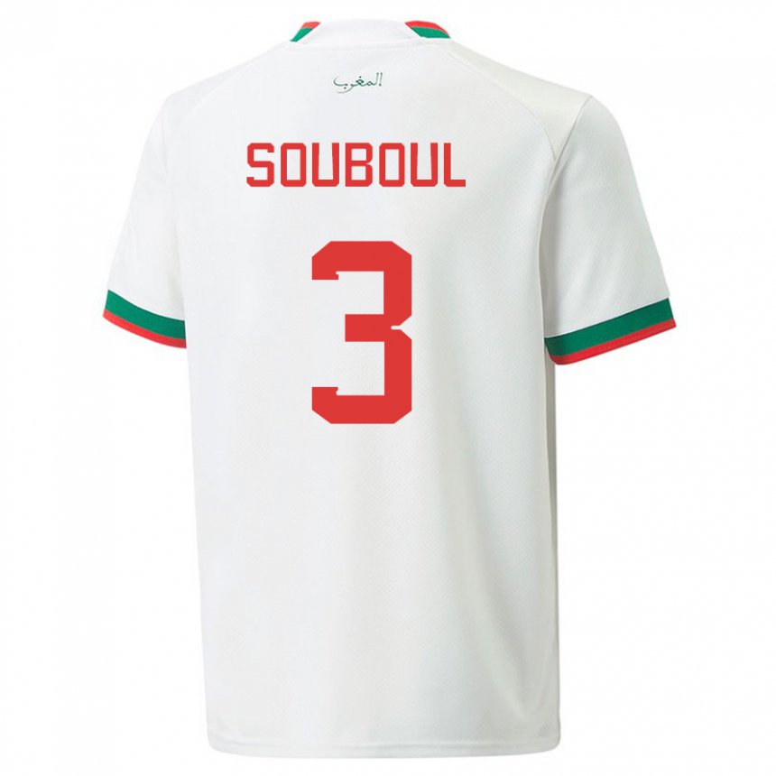 Niño Camiseta Marruecos Mohamed Souboul #3 Blanco 2ª Equipación 22-24 La Camisa Perú