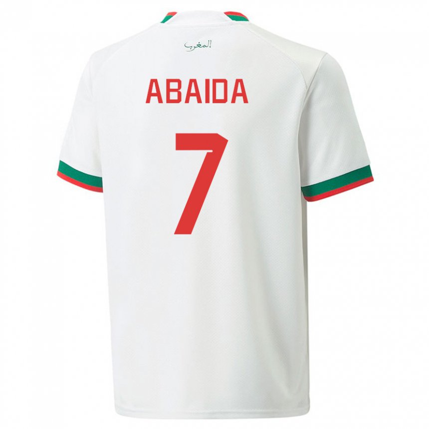 Niño Camiseta Marruecos Haitam Abaida #7 Blanco 2ª Equipación 22-24 La Camisa Perú
