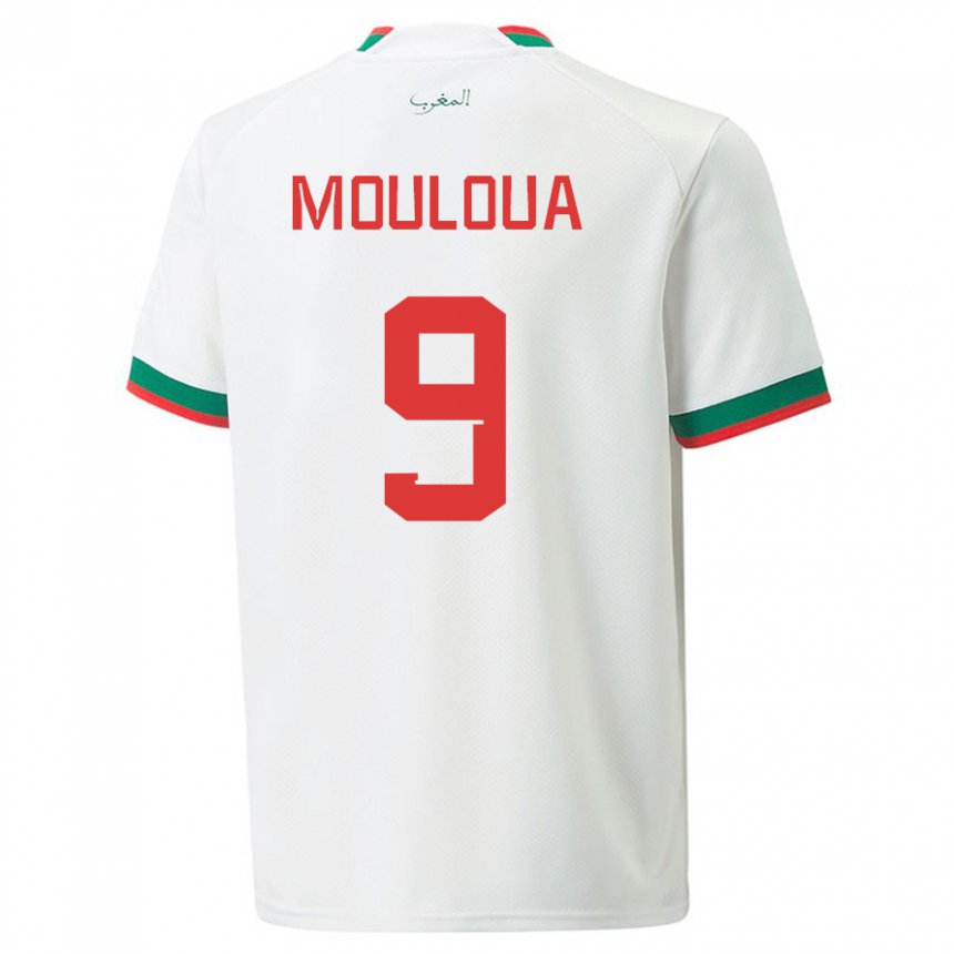 Niño Camiseta Marruecos Ayoub Mouloua #9 Blanco 2ª Equipación 22-24 La Camisa Perú