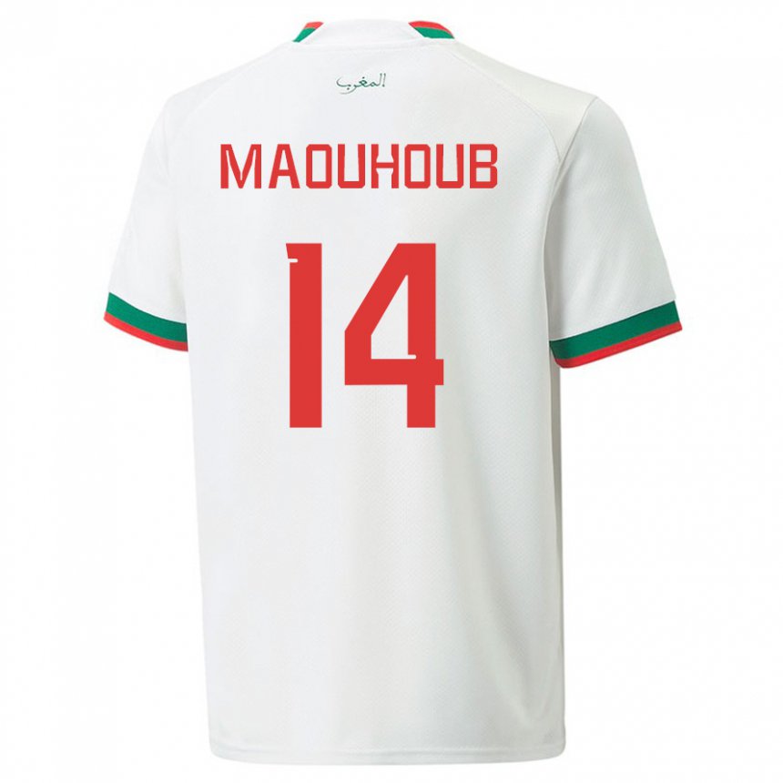 Niño Camiseta Marruecos El Mehdi Maouhoub #14 Blanco 2ª Equipación 22-24 La Camisa Perú