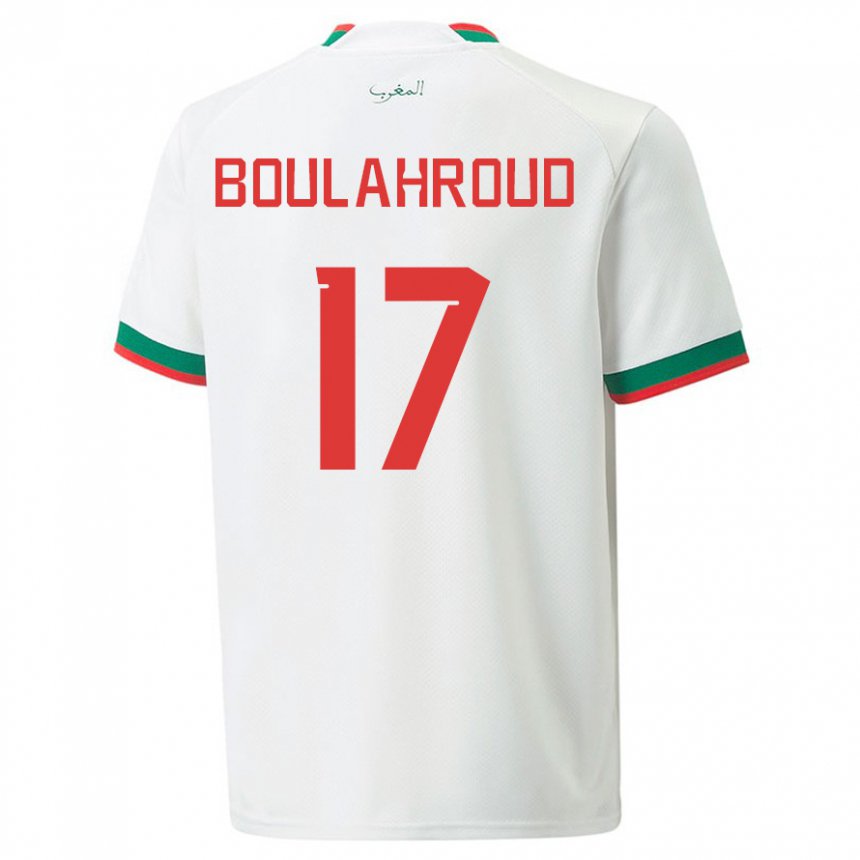 Niño Camiseta Marruecos Charaf Eddine Boulahroud #17 Blanco 2ª Equipación 22-24 La Camisa Perú