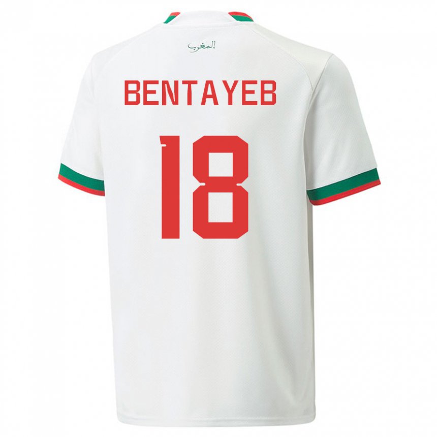 Niño Camiseta Marruecos Tawfik Bentayeb #18 Blanco 2ª Equipación 22-24 La Camisa Perú