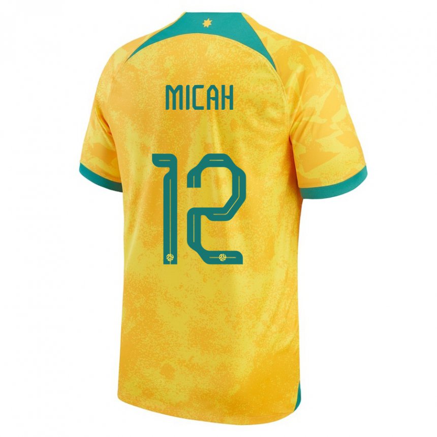 Hombre Camiseta Australia Teagan Micah #12 Dorado 1ª Equipación 22-24 La Camisa Perú