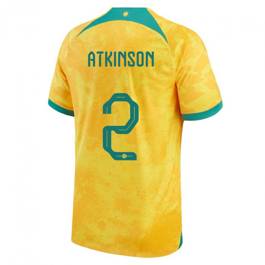 Hombre Camiseta Australia Nathaniel Atkinson #2 Dorado 1ª Equipación 22-24 La Camisa Perú