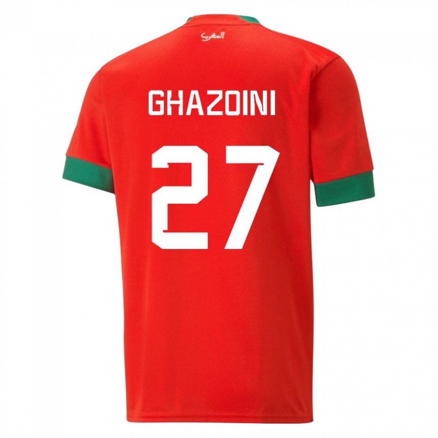 Hombre Camiseta Marruecos Amine Ghazoini #27 Rojo 1ª Equipación 22-24 La Camisa Perú