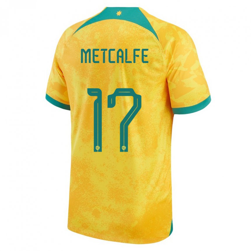Hombre Camiseta Australia Conor Metcalfe #17 Dorado 1ª Equipación 22-24 La Camisa Perú