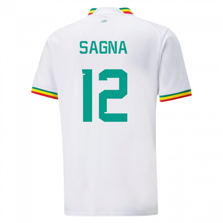 Hombre Camiseta Senegal Safietou Sagna #12 Blanco 1ª Equipación 22-24 La Camisa Perú