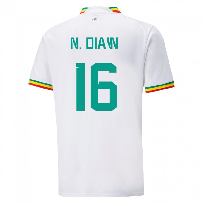 Hombre Camiseta Senegal Ndeye Meissa Diaw #16 Blanco 1ª Equipación 22-24 La Camisa Perú