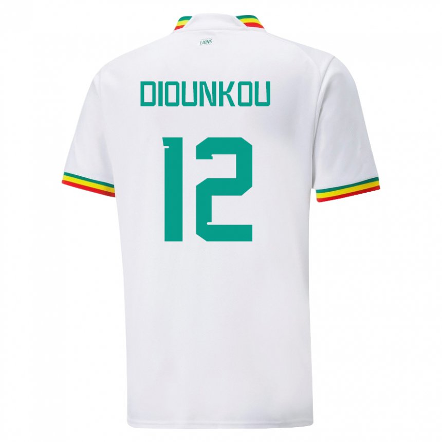 Hombre Camiseta Senegal Alpha Diounkou #12 Blanco 1ª Equipación 22-24 La Camisa Perú