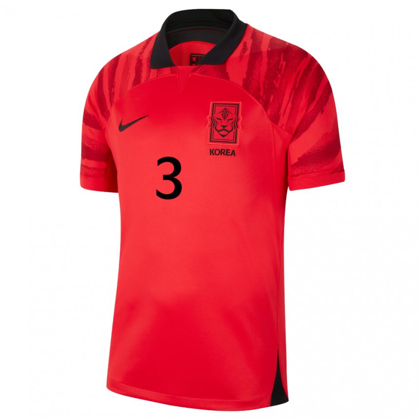 Hombre Camiseta Corea Del Sur Hong Hye Ji #3 Negro Rojo 1ª Equipación 22-24 La Camisa Perú