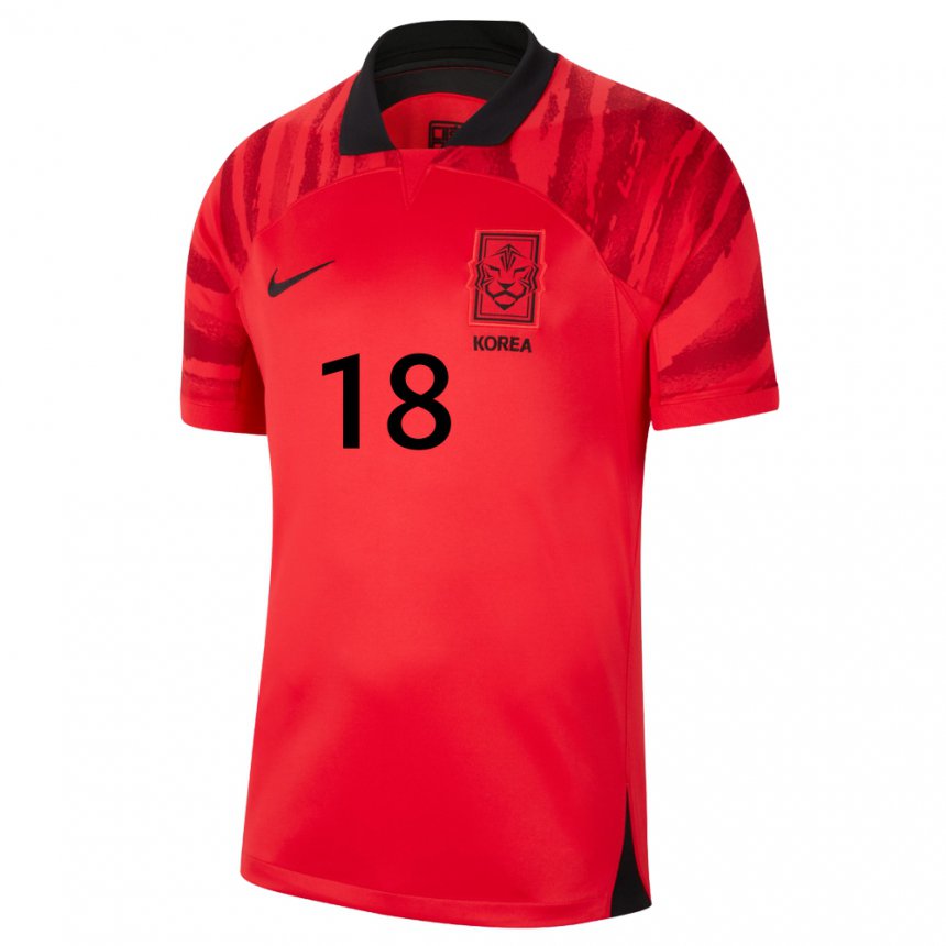 Hombre Camiseta Corea Del Sur Kim Jung Mi #18 Negro Rojo 1ª Equipación 22-24 La Camisa Perú