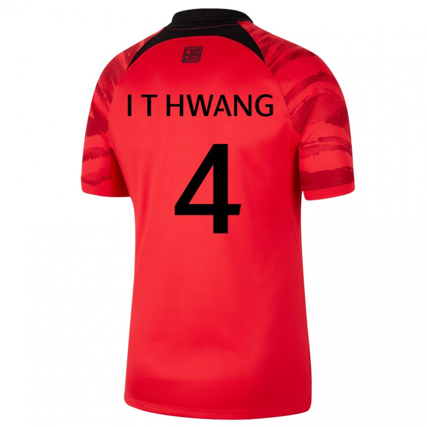 Hombre Camiseta Corea Del Sur Hwang In Taek #4 Negro Rojo 1ª Equipación 22-24 La Camisa Perú